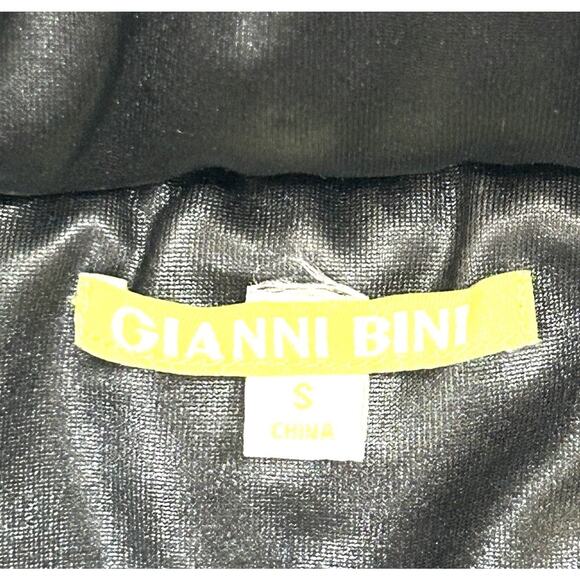 Bukercore Sheen Winter Puffer Vest Hoodie Gianni Bini Black Women’s Small‎ - Picture 6 of 7